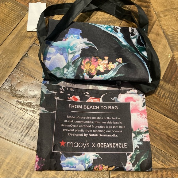 MACYS OCEANCYCLE BEACH TO BAG REUSABLE FOLDABLE TOTE BAG NEW - Picture 6 of 13